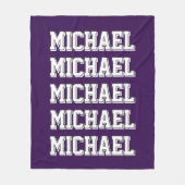 カスタム紫色の名前 フリースブランケット (正面)