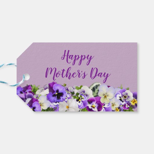 カスタム紫色の幸せな母の日 ギフトタグ (裏面横)