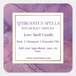 カスタム紫色の紋付きウィッチクラフトラベル スクエアシール