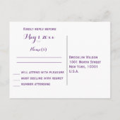 カスタム紫色の結婚式RSVPはがき インビテーションポストカード (裏面)