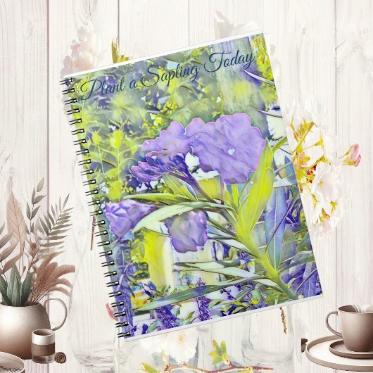 カスタム紫色の花水彩写真ノート ノートブック