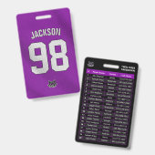 カスタム紫色の選手チーム名簿カードスポーツバッジ バッジ (表裏)