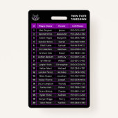 カスタム紫色の選手チーム名簿カードスポーツバッジ バッジ (裏面)