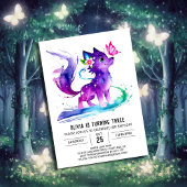 カスタム紫色ウルフデジタルガール誕生日 招待状