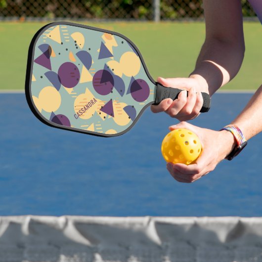 カスタム紫色シーフォーティール（緑がかった色）ブルーオレンジモザイクアート ピックルボールラケット (インサイチュ)