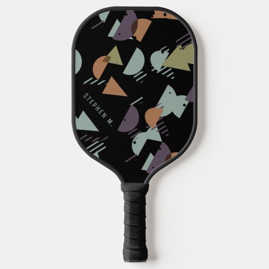 カスタム紫色ブラウングリーンオレンジブラックモザイクアート ピックルボールラケット (正面)