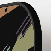 カスタム紫色ブラウングリーンオレンジブラックモザイクアート ピックルボールラケット (左詳細)