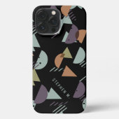 カスタム紫色ブラウングリーンオレンジブラックモザイクアート iPhoneケース (裏面)