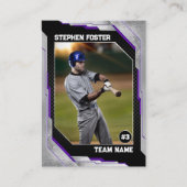 カスタム紫野球トレーディングカード野球選手 コーリングカード (正面)