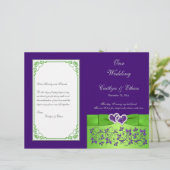 カスタム紫、ライム、グレー結婚式 プログラム (スタンド正面)