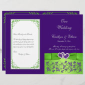 カスタム紫、ライム、グレー結婚式 プログラム (正面/裏面)
