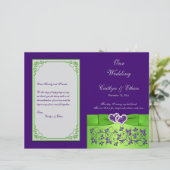 カスタム紫、ライム、グレー結婚式 プログラム2 (スタンド正面)