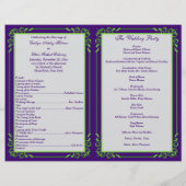カスタム紫、ライム、グレー結婚式 プログラム2 (裏面)