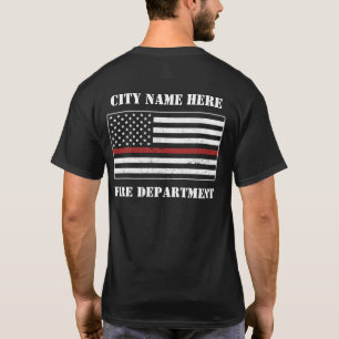 カスタム細赤線米国国旗消防誇りを持った士 Tシャツ