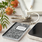 カスタム組版本ブラック/ホワイトスクール/先生 キーホルダー (正面右)