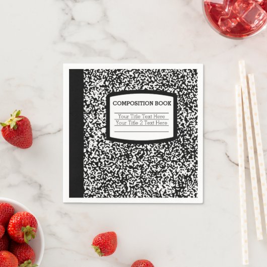 カスタム組版本ブラック/ホワイトスクール/先生 スタンダードカクテルナプキン (インサイチュ)