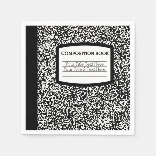 カスタム組版本ブラック/ホワイトスクール/先生 スタンダードカクテルナプキン (正面)