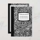 カスタム組版本ブラック/ホワイトスクール/先生 出欠カード (正面/裏面)