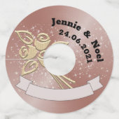 カスタム結婚パーソナライズされたワイングラスラベル ワイングラスタグ (正面)