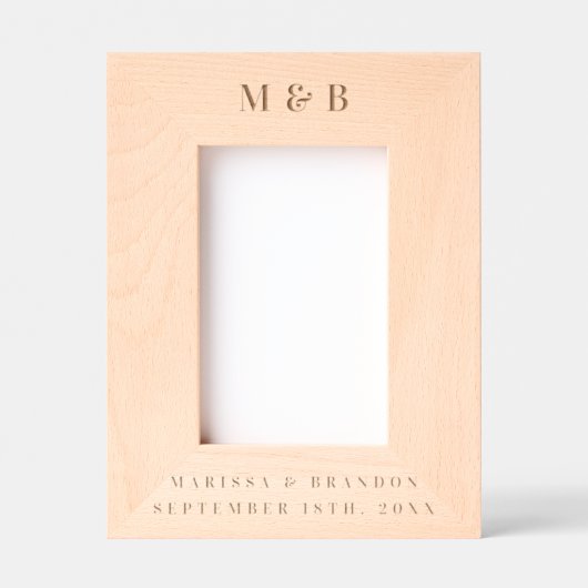 カスタム結婚パーソナライズされた夫婦モノグラム写真 レーザー彫刻フレーム (正面)