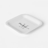 カスタム結婚モノグラムの正方形紙プレート ペーパープレート (傾斜あり)