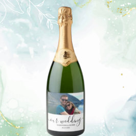 カスタム結婚写モダンリラックス料 スパークリングワインラベル