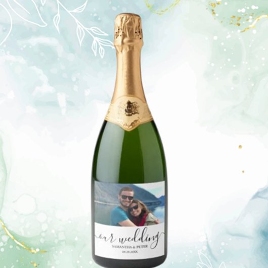 カスタム結婚写モダンリラックス料 スパークリングワインラベル