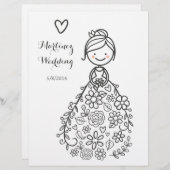 カスタム結婚図解入りの、写真付きのの花嫁カラーリングページ (正面/裏面)