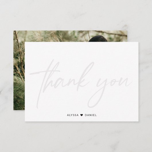 カスタム結婚式の写真の手書きウォーターマーク サンキューカード (正面/裏面)