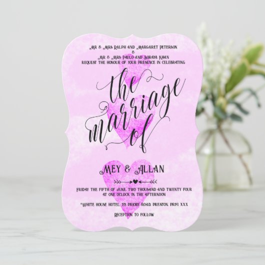 カスタム結婚式の招待伝統的ハート 招待状 (スタンド正面)