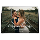 カスタム結婚式の日の写真大抱き枕 ラージペーパーバッグ (正面)