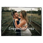 カスタム結婚式の日の写真大抱き枕 ラージペーパーバッグ (裏面)