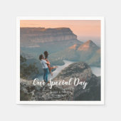 カスタム結婚式の日写真 スタンダードカクテルナプキン (正面)