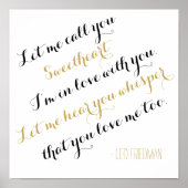 カスタム結婚式の歌の金ゴールド歌詞を追加あなた自身の引用文 ポスター (正面)