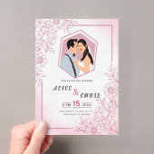 カスタム結婚式アクリルカード(あなたの似顔絵付き) アクリル招待状 (インサイチュ (ポータブル))