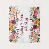 カスタム結婚式フローラフォトブースプロップ タペストリー (正面)