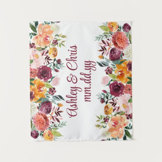 カスタム結婚式フローラフォトブースプロップ タペストリー (正面)