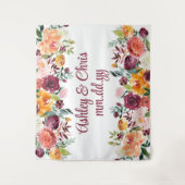 カスタム結婚式フローラフォトブースプロップ タペストリー (正面)