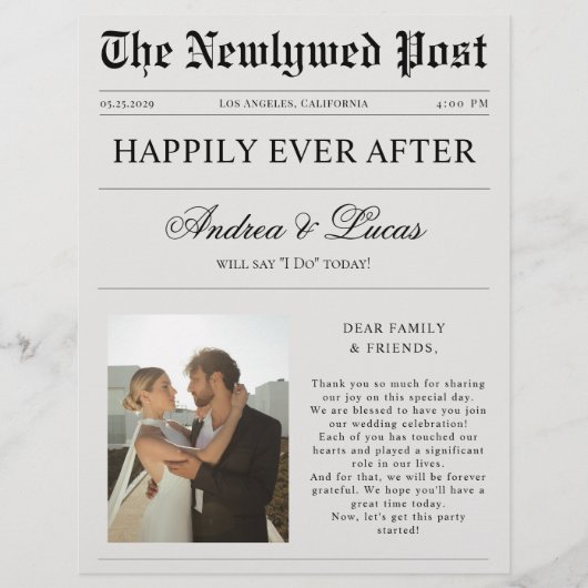 カスタム結婚式 プログラムのタイムライン チラシ (正面)