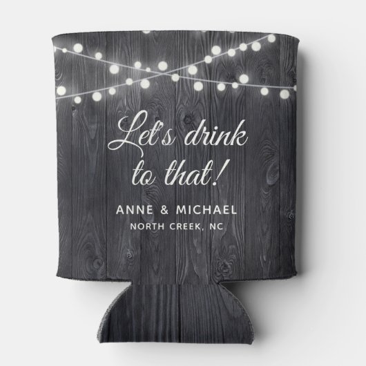 カスタム結婚素朴のエレガント国木の灯 缶クーラー (裏面)