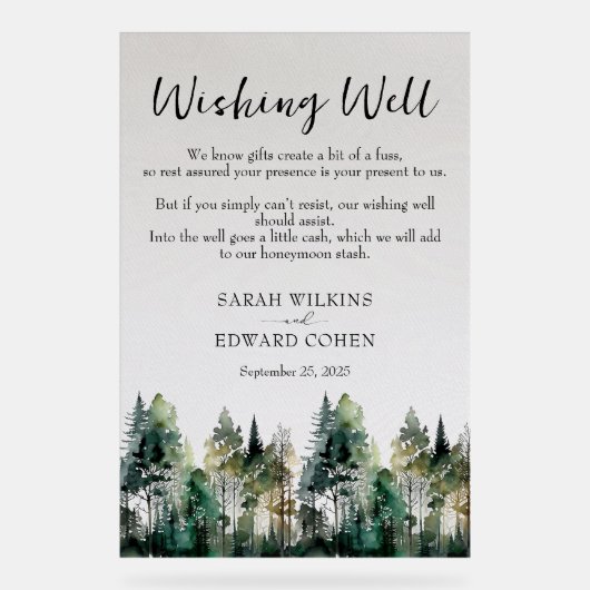 カスタム結婚素朴林の願いの看板 アクリルサイン (正面)