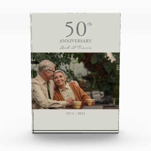 カスタム結婚記念日ミニマルモダンリスト フォトブロック (正面)