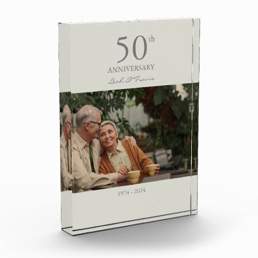 カスタム結婚記念日ミニマルモダンリスト フォトブロック (左)