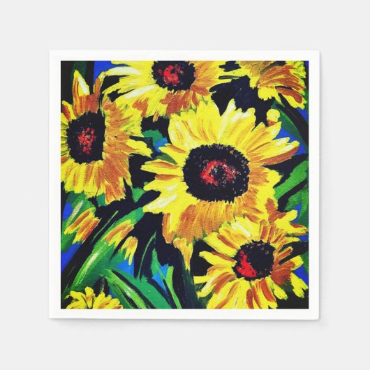 カスタム絵を描Sunflowers Paper Napkin スタンダードカクテルナプキン (正面)