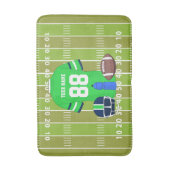 カスタム緑と青のフットボールのジャージーオンフィールド バスマット (正面縦)