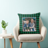 カスタム緑と黒のバッファローの格子柄の休日の写真 クッション (椅子)