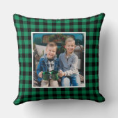 カスタム緑と黒のバッファローの格子柄の休日の写真 クッション (裏面)