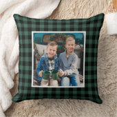 カスタム緑と黒のバッファローの格子柄の休日の写真 クッション (ブランケット)