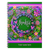 カスタム緑のフローラハート感謝おもしろいカラフル ノートブック (正面)