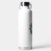 カスタム緑の植物のイメージと編集可能文字 ウォーターボトル (正面)